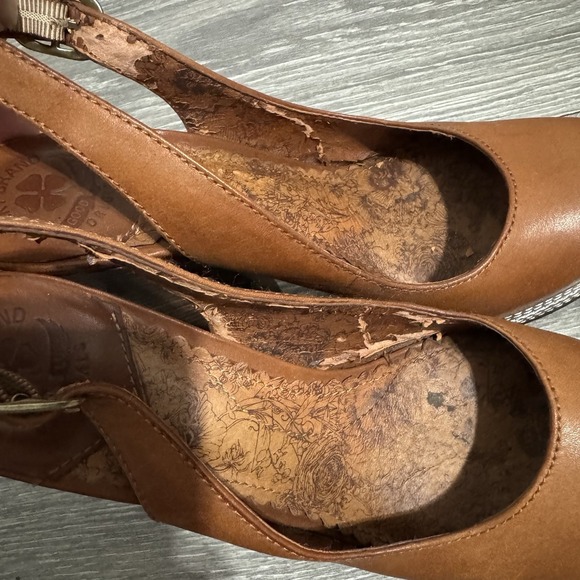 Lucky Brand Women's Brown Leather Heels Sz 8.5M Chunky Y2K Slingback Platform - Picture 6 of 13